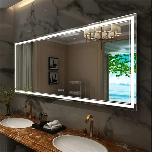 Modern Full-Length LED Lighted Bathroom Mirror with Touch Sensor, Anti-Fog, and Dimmable Features