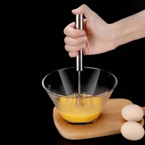 1pc Stainless Steel Egg Beater, Manual Press Type Semi-Automatic Egg Whisk