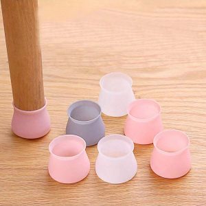 4pcs Noiseless Table & Chair Leg Pads, Silicone Wear-Resistant Anti-Slip Noise-Reducing Creative Furniture Feet Covers For Home