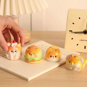 4pc Cute Corgi Shaped Bread Decorative Ornament, For Table, Bedroom, Cabinet, Dressing Table, Cute Decor