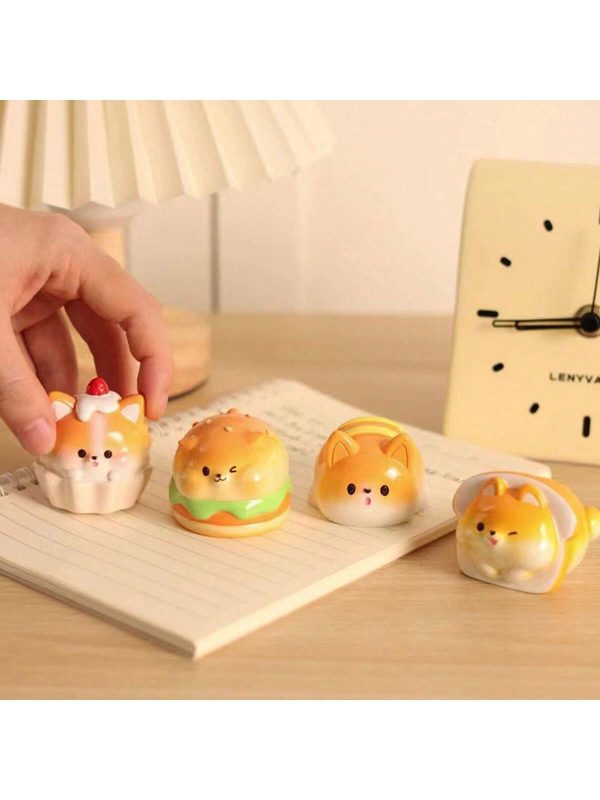 4pc Cute Corgi Shaped Bread Decorative Ornament, For Table, Bedroom, Cabinet, Dressing Table, Cute Decor