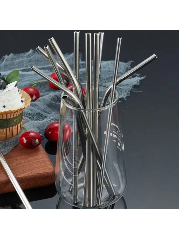 Stainless Steel Metal Straw, Bent/Straight, For Coffee Shop, Restaurant, Milk Tea Shop, -Friendly, Stirring Milk, Coffee And Drinks.