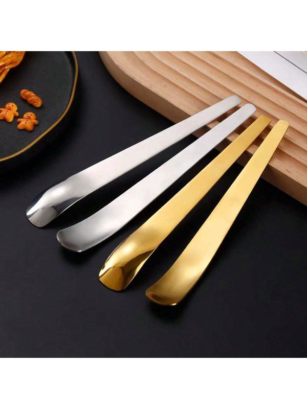 Stainless Steel Long Handle Spoon For Home Use, Suitable For Coffee, Desserts, Medicine, Ice Cream, Bread, Cheese And Stirring.