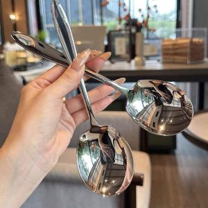 Stainless Steel Thickened Serving Spoon For Buffet Restaurant, Catering And Banquet, 2-Pack