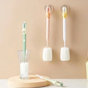1pc Morandi Color Three-In-One Creative Cup Brush, Multi-Functional Long Handle Straw Brush For Milk Bottle, Water Glass And Cup Lid Cleaning