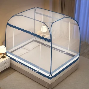 1pc New Design Foldable Mongolian Style Insect Netting Tent With Bottom And Zipper Door For Household Use, No Assembly Required