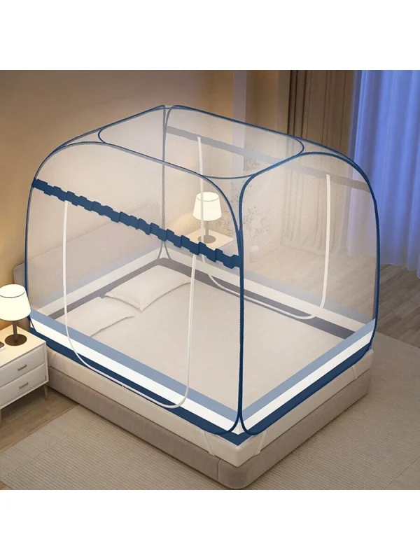 1pc New Design Foldable Mongolian Style Insect Netting Tent With Bottom And Zipper Door For Household Use, No Assembly Required