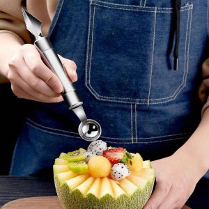 Creative Multipurpose Thickened Stainless Steel Kitchen Gadget For Digging Melon And Watermelon Balls And Carving Fruits, Ice Cream Spoon