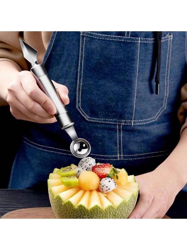 Creative Multipurpose Thickened Stainless Steel Kitchen Gadget For Digging Melon And Watermelon Balls And Carving Fruits, Ice Cream Spoon