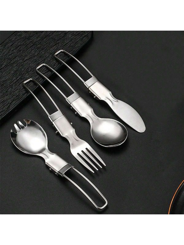 Creative Stainless Steel Folding Knife Fork Spoon Outdoor Tableware Salad Spoon Fruit Fork Portable Camping Picnic Set