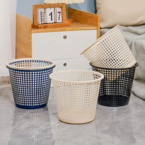 Nordic Style Household Simple Hollow Plastic Trash Can Without Lid Easy-To-Clean Garbage Bin For Kitchen, Living Room, Bathroom, Office, Paper Basket Frame