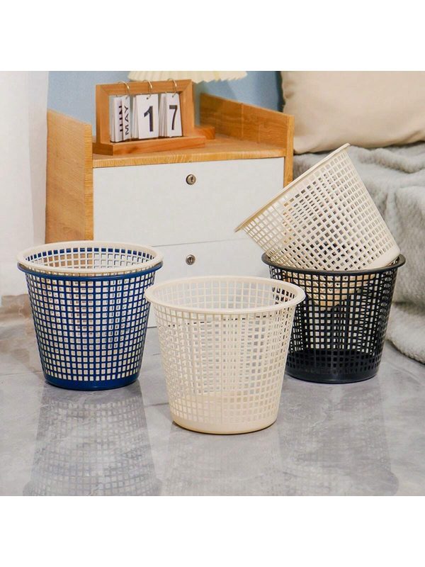 Nordic Style Household Simple Hollow Plastic Trash Can Without Lid Easy-To-Clean Garbage Bin For Kitchen, Living Room, Bathroom, Office, Paper Basket Frame