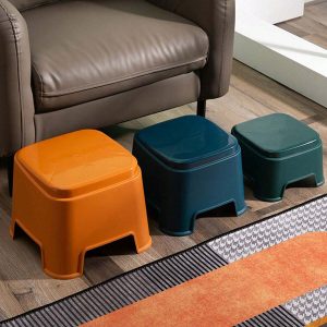 Small Plastic Stool For Home Use, Thickened Square Stool, Bathroom Bench, Shoe-Changing Stool, Tea Table Stool, Sturdy And Durable, Stackable And Foldable For Storage