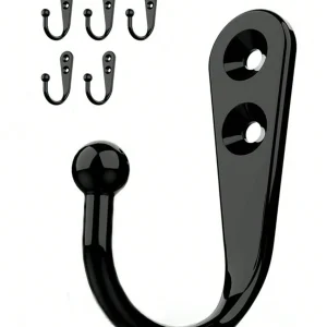 5pcs/Pack Zinc Alloy Antique Style Wall Mounted Single Hook Coat Hat Hook