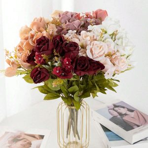European Elegant 11-Head Rose Polandme Home Decoration Artificial Flower Party Wedding Decoration Silk Flower Materials Wedding Decoration Home Ornament