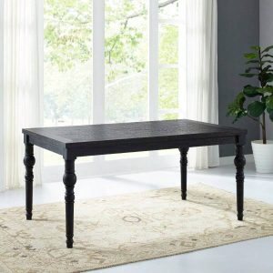 Ton Urban Style Dark Wash Turned-Leg Dining Set: Table And 4 Chairs, Blue-