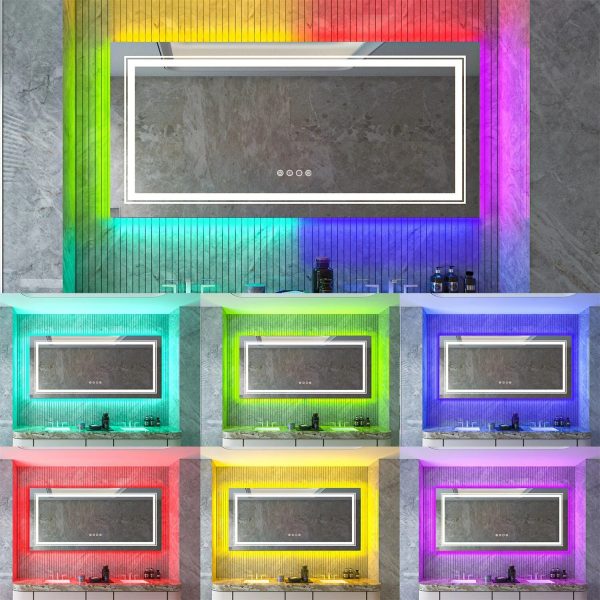 Elegant LED Vanity Mirror with RGB Backlight & Dimmable Anti-Fog Features for Modern Bathrooms - 图片 4