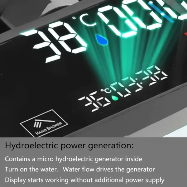 Thermostatic Digital Display Rainfall Shower Set – Eco-Friendly Hydro-Power - Image 3
