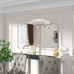 Large Arched Decorative Wall Mirror 40″x28″ for Living Room and Bedroom