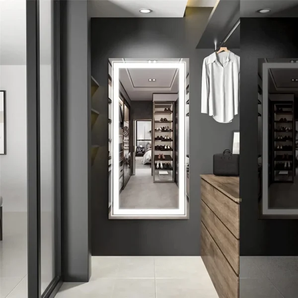 Modern Full-Length LED Lighted Bathroom Mirror with Touch Sensor, Anti-Fog, and Dimmable Features - 图片 7