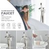 Luxury Square Floor Standing Bathtub Faucet with Waterfall Mixer - Image 2