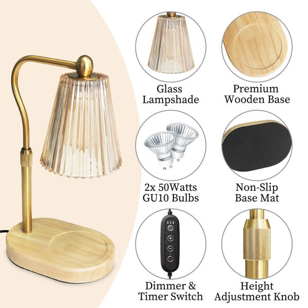 Candle Warmer Lamp with Timer Dimmer Adjustable Height for New Home Bedroom - 图片 4