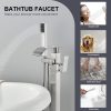 Luxury Square Floor Standing Bathtub Faucet with Waterfall Mixer - Image 5