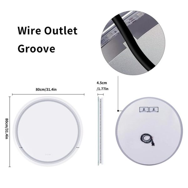 Large Round LED Bathroom Mirror with RGB Color Changing and Anti-Fog Function - 图片 6