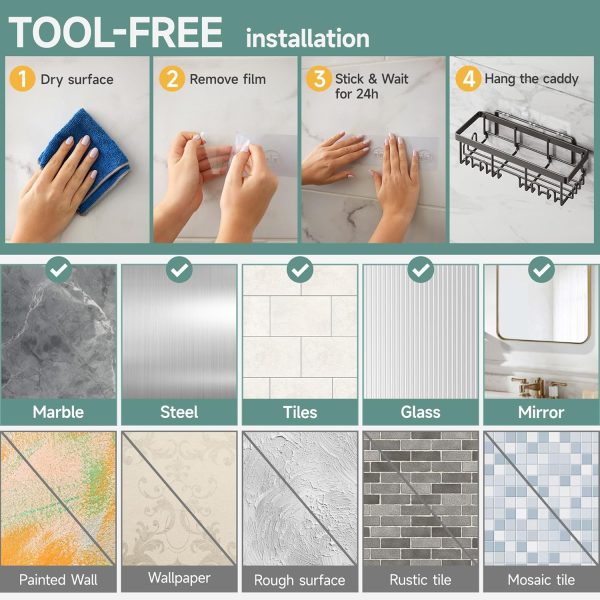 Bathroom, Washroom, Kitchen, Non Perforated Storage Rack - 图片 4