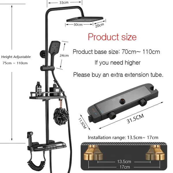 Thermostatic Digital Display Rainfall Shower Set – Eco-Friendly Hydro-Power - Image 6
