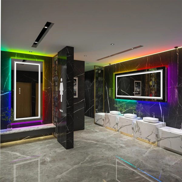 Elegant LED Vanity Mirror with RGB Backlight & Dimmable Anti-Fog Features for Modern Bathrooms - 图片 5