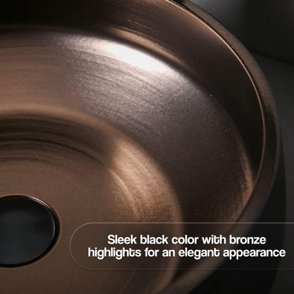 Deluxe Black and Bronze Ceramic Bathroom Sink Set - 图片 3