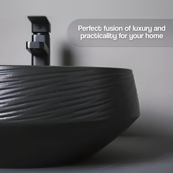 Deluxe Black and Bronze Ceramic Bathroom Sink Set - 图片 5