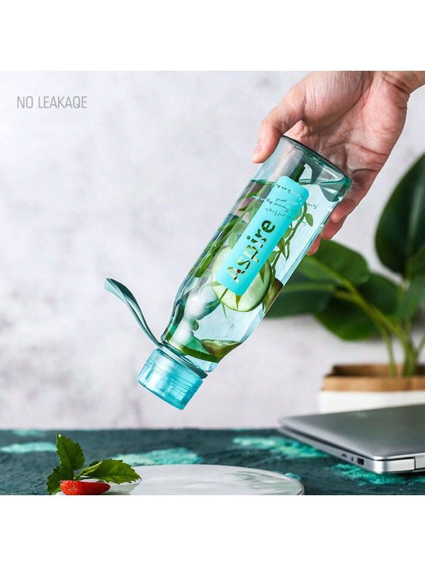 Portable And Stylish Plastic Sports Water Bottle With Curved Body, High Temperature Resistance, Anti-Fall Strap And Hanging Rope. Large Capacity Simple Space Cup For Students, Outdoor And Home Gym Fitness.