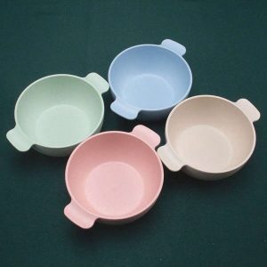 Wheat Straw Double Handle Bowl For Toddlers, Thickened, Anti-Scald, Anti-Drop