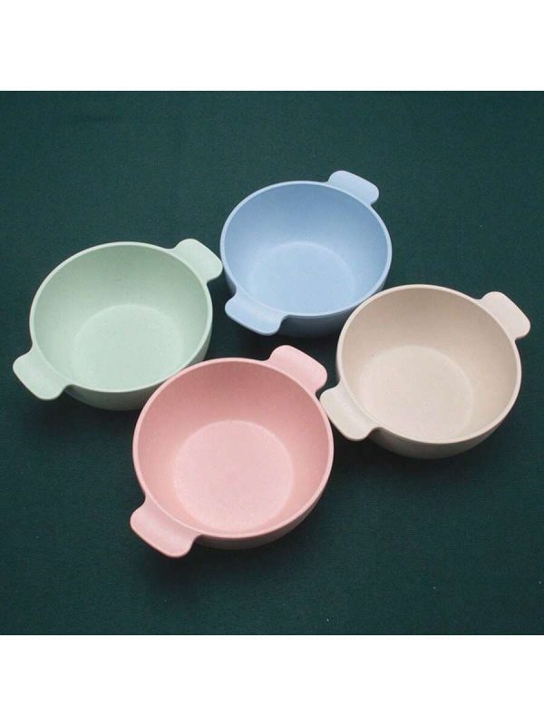Wheat Straw Double Handle Bowl For Toddlers, Thickened, Anti-Scald, Anti-Drop