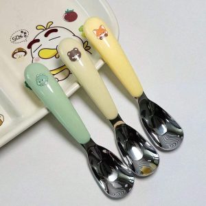 Creative Cute Animal Shaped Gold Ingot Spoon Stainless Steel Dining Spoon With Oatmeal Milk Powder Spoon For Desserts And Ice Cream