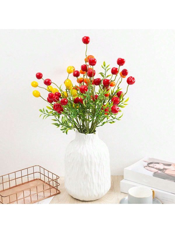 Nordic Style Artificial Green Plants With Seven Branches And Colored Eucalyptus Leaves For Home Living Room Decoration, DIY, Creative Matching, Festive Parties, Wedding Decorations, Made Of Silk Materials, Home Furnishing Ornaments