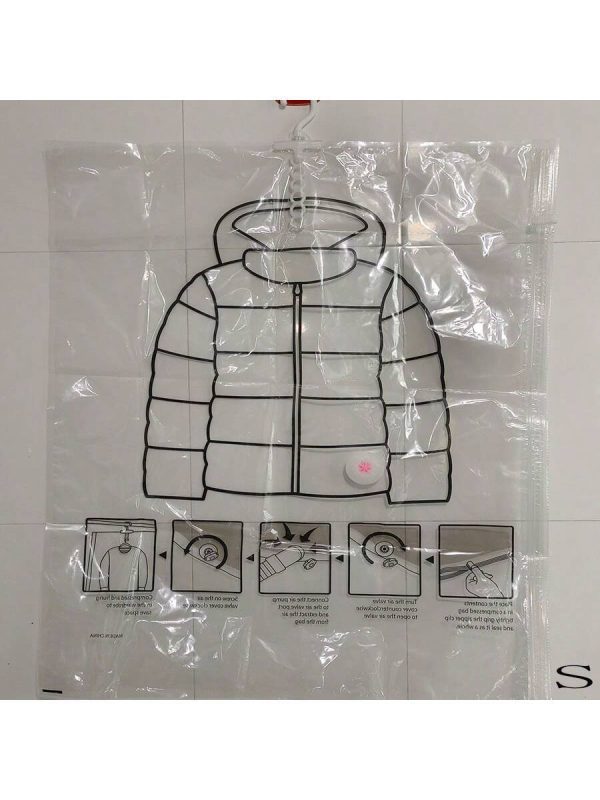 1pc Home Use Hanging Vacuum Compression Bag With 5 Hooks, Thick & Large Storage Bag For Down Jackets & Clothing Organization