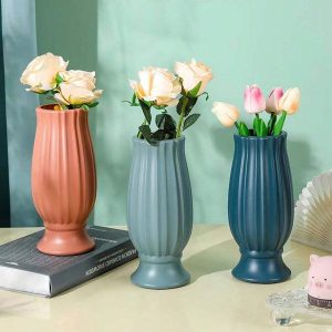 Nordic Style Luxury Roman Vase, With Porcelain-Like Enamel Coating, Minimalist, Durable Plastic Vase, Ideal For Decorating Living Rooms, Bedrooms, Wedding Parties, Offices, Desktops, Etc.