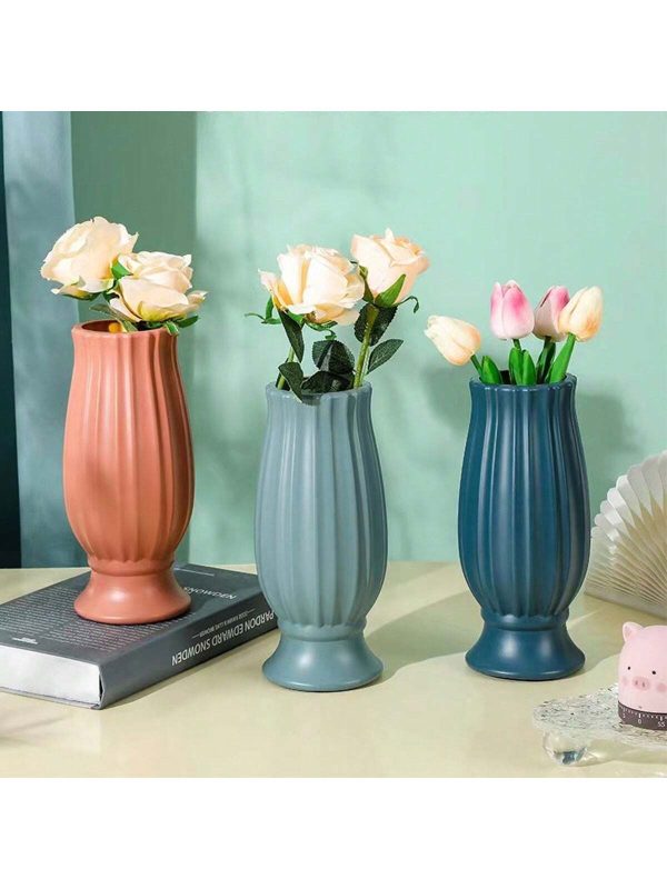 Nordic Style Luxury Roman Vase, With Porcelain-Like Enamel Coating, Minimalist, Durable Plastic Vase, Ideal For Decorating Living Rooms, Bedrooms, Wedding Parties, Offices, Desktops, Etc.