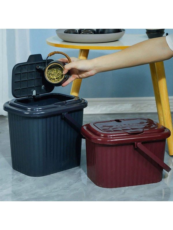Simple Plastic Tea Residue Separation Garbage Filter Drainage Bucket, Thickened Square Portable Tea Tool Accessory With Dry/Wet Separation