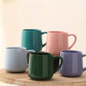 Simple Ceramic Solid Color Belly Mug, High Value-For-Money Mark Cup, Coffee Cup, Milk Cup, Couple Cup, Gift Cup. Multi Colored Large Capacity Water Cup, Suitable For Graduation, Daily Use And Festival Gifts.