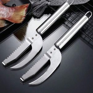 1pc New Stainless Steel Fish Scales Scraping Tool With Multi-Function Blade For Killing Fish, Gutting & Descaling
