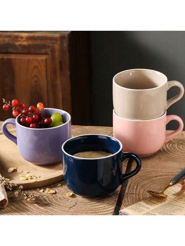 Simple Ceramic Breakfast Cup With White Border, High-Value Mark Cup, Coffee Cup, Milk Cup, Couple Cup, Gift Cup, Multi-Colored Large Capacity Water Cup, Wedding Favors, Graduation, Daily, Holiday Gifts