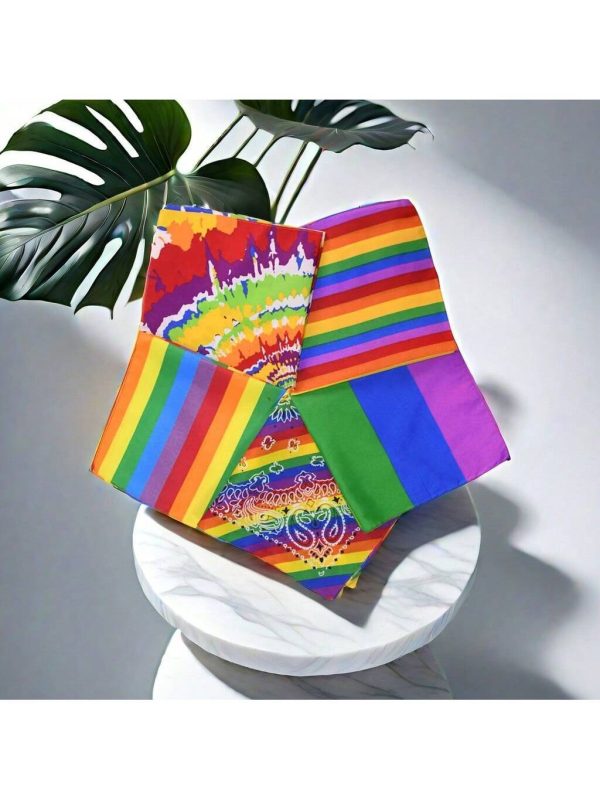1pc Rainbow Month Multi-Color Bandana, Suitable For Outdoor Sports, Cycling, Hip-Hop Dance, Made Of Polyester