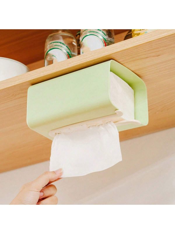 1pc Creative Multifunctional White Edging Facial Tissue Box, Light Luxury Wall Mountable, No Trace Paste, Living Room Coffee Table Desktop Tissue Holder, Bathroom Tissue Storage