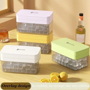 Creative Candy-Colored Ice Cubes Tray, Summer Homemade Ice Cube Mold With Lid, Large Capacity, Easy-Release, Square Ice Box For Home Use