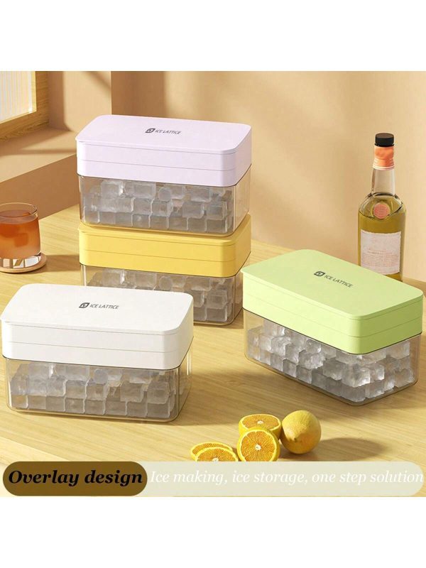 Creative Candy-Colored Ice Cubes Tray, Summer Homemade Ice Cube Mold With Lid, Large Capacity, Easy-Release, Square Ice Box For Home Use