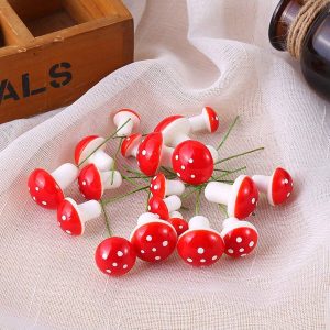 Miniature Red Mushroom Shaped Artificial Plant Foam Mushroom DIY Accessory For Mini Landscape Pot Photography Prop Candy Box Decoration With Horticultural Insert